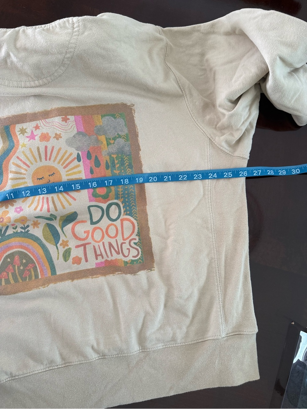 Natural Life ‘Do Good Things’ Beige Colorful Graphic Hoodie - Picture 8 of 9